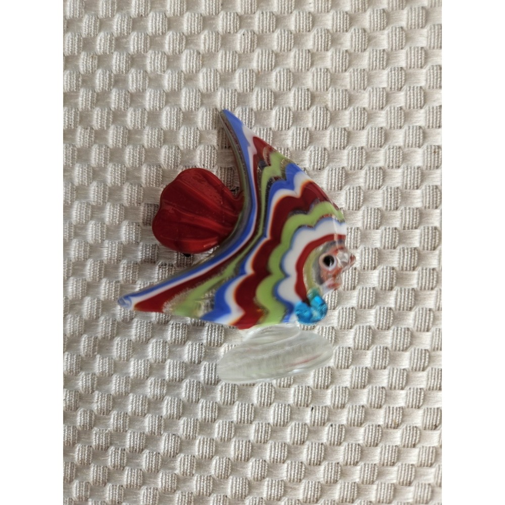 Murano Style Glass Venice Angelfish Figurine Handmade Striped Art Glass Fish